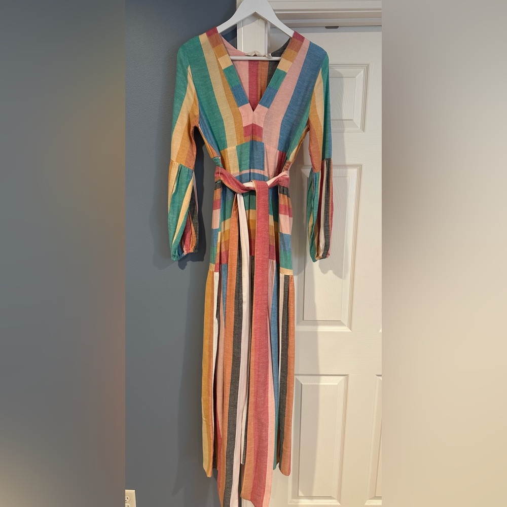 Billabong Colorful Striped Maxi Dress with Belt
